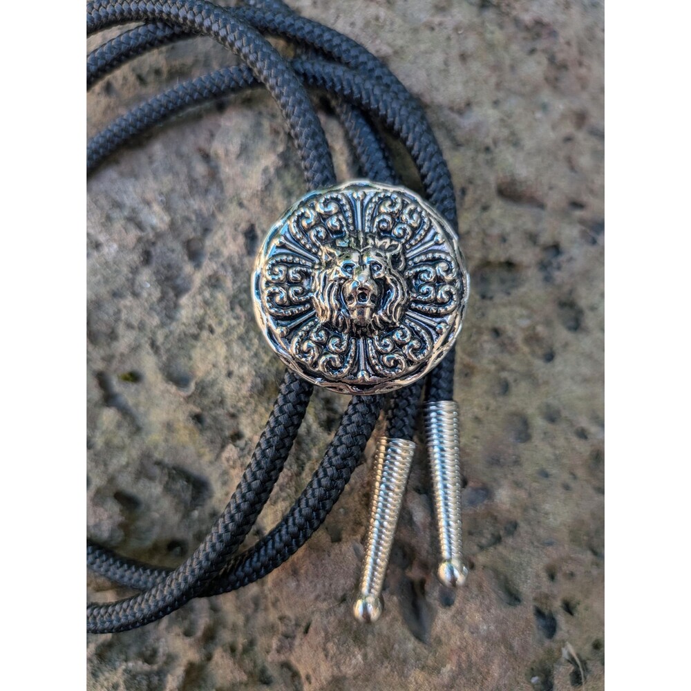Handcrafted Heraldic Style Bolo Tie, Vintage Lion Western String Tie, Leo Gift